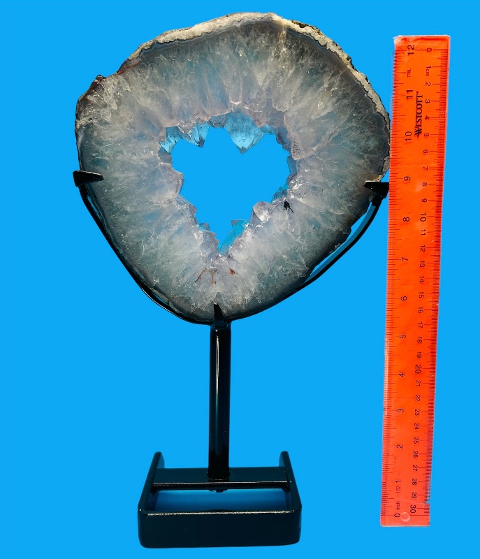 Photo 1 of 987096…large 13” crystal slice geode on stand - height includes display stand 