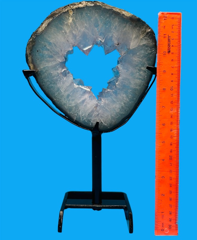 Photo 2 of 987096…large 13” crystal slice geode on stand - height includes display stand 