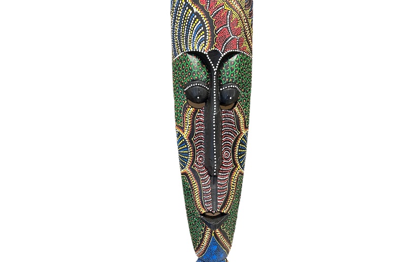 Photo 1 of 987110…over 3 foot tall x 10 inch standing wood  tiki mask - hand painted 
