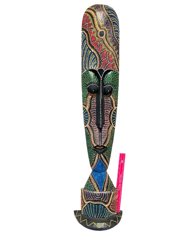 Photo 2 of 987110…over 3 foot tall x 10 inch standing wood  tiki mask - hand painted 