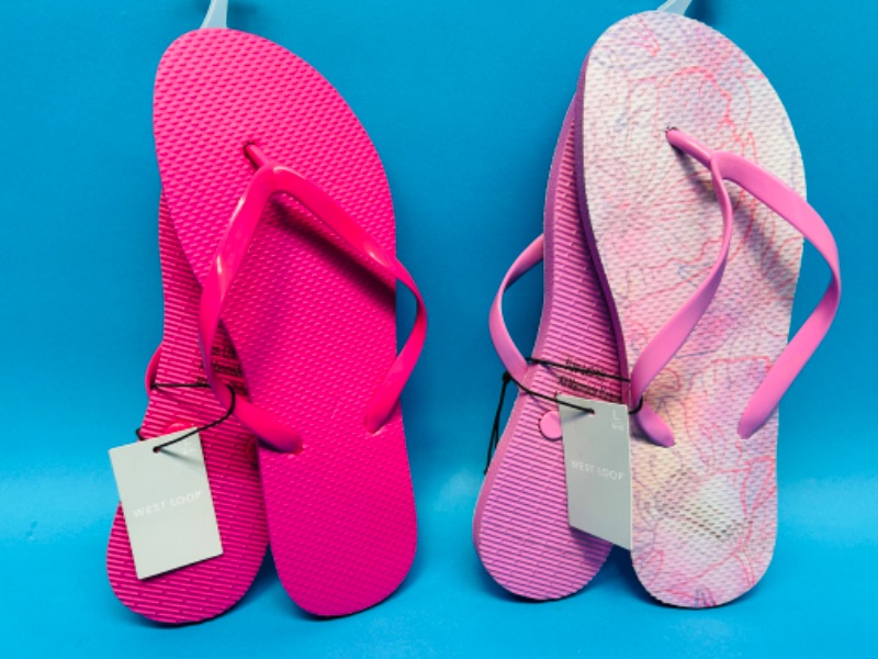 Photo 1 of 987200… 2 pairs of flip flops ladies size L 9-10