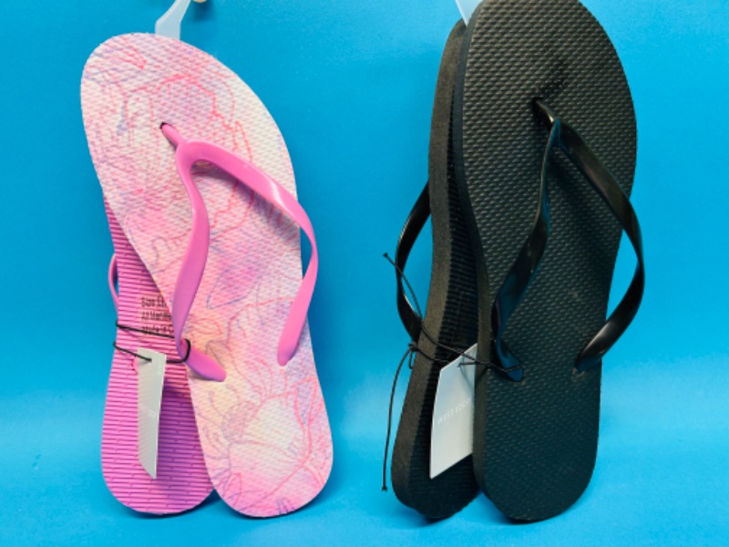 Photo 1 of 987201… 2 pairs of flip flops ladies size L 9-10