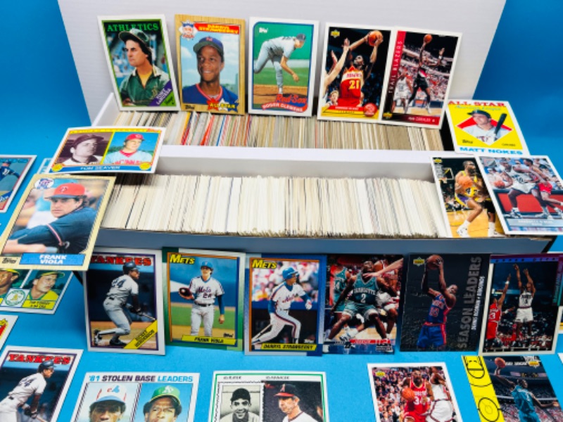 Photo 1 of 987346…1400+ baseball and basketball trading cards in box