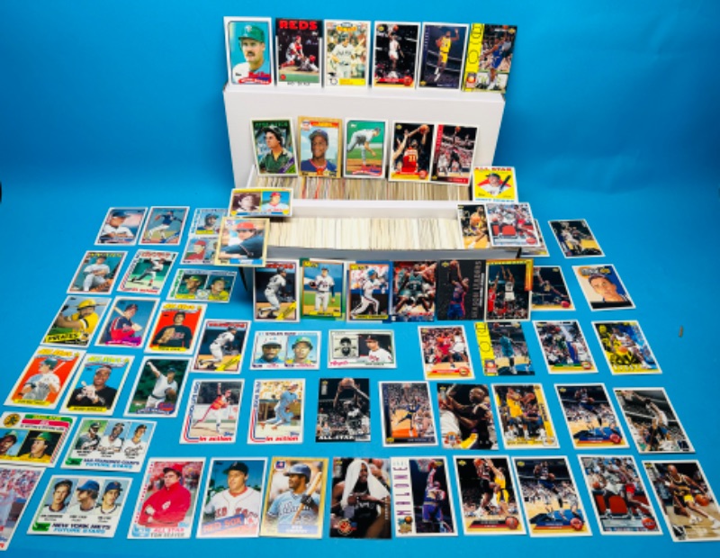 Photo 1 of 987346…1400+ baseball and basketball trading cards in box