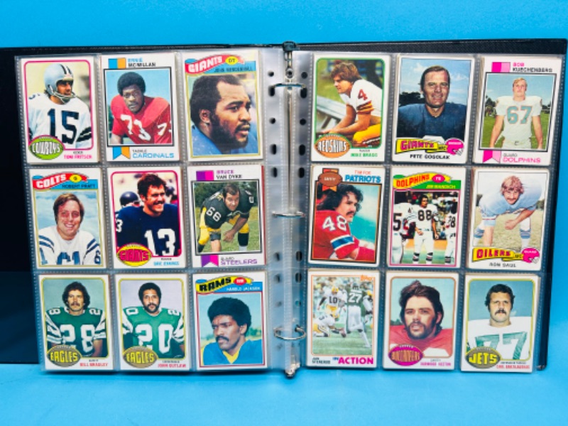 Photo 2 of 987384…252 mixed football cards from the 1970’s in binder - some may show wear from age