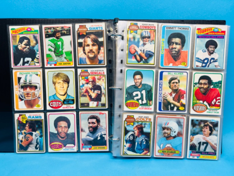 Photo 1 of 987384…252 mixed football cards from the 1970’s in binder - some may show wear from age