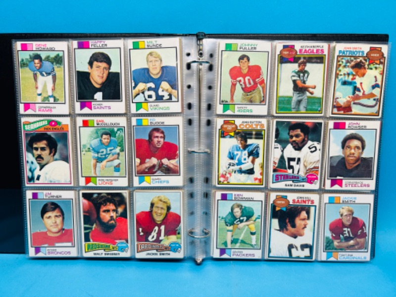 Photo 3 of 987384…252 mixed football cards from the 1970’s in binder - some may show wear from age