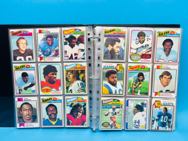 Photo 5 of 987384…252 mixed football cards from the 1970’s in binder - some may show wear from age