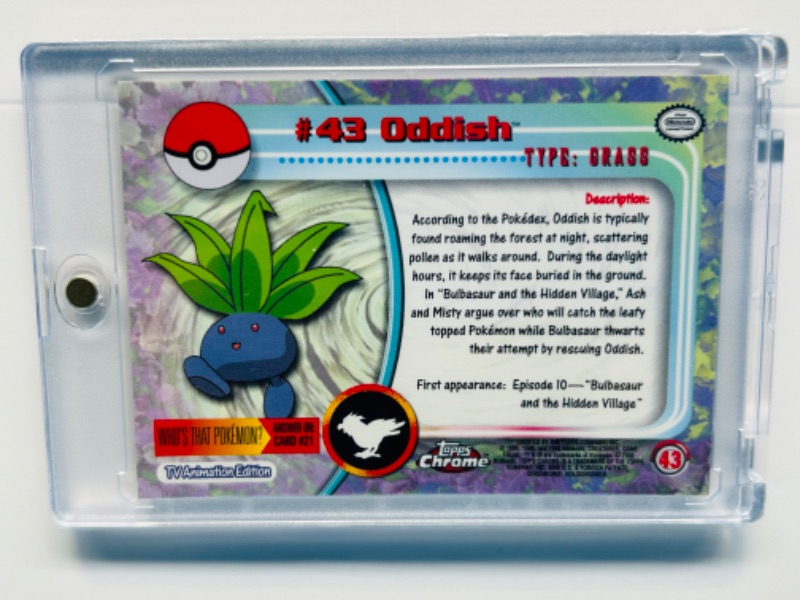 Photo 2 of 987388…Topps chrome Pokémon Oddish #43 card  in hard plastic case