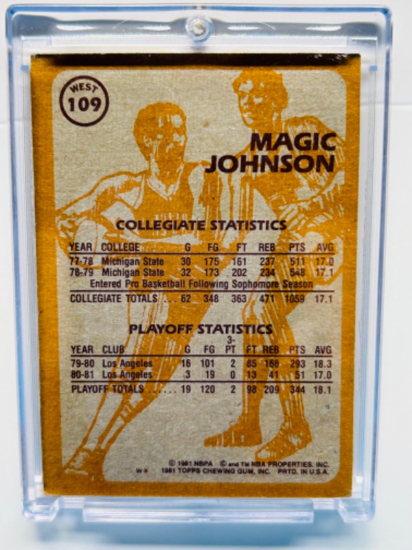 Photo 2 of 987389…topps 1981 magic Johnson super action card 109  in hard plastic case