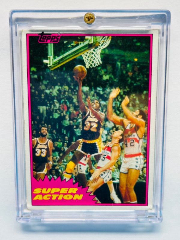 Photo 1 of 987389…topps 1981 magic Johnson super action card 109  in hard plastic case