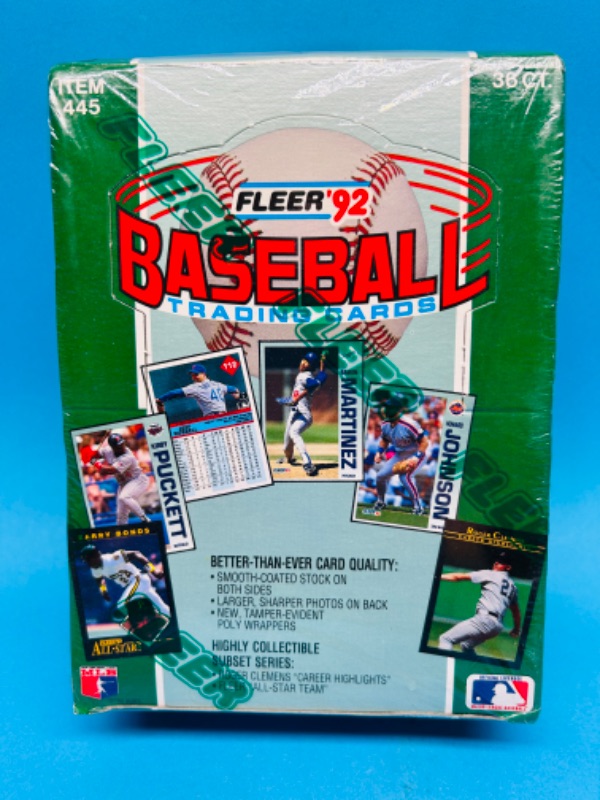 Photo 1 of 987423…sealed box Fleer 1992 baseball cards 36 count packs