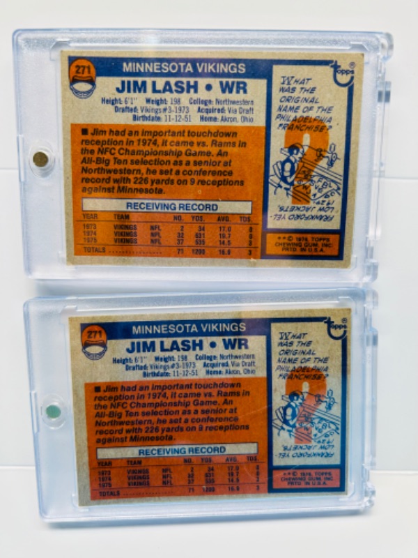 Photo 2 of 987429…color contrast error card Topps Jim Lash cards 271 in hard plastic cases