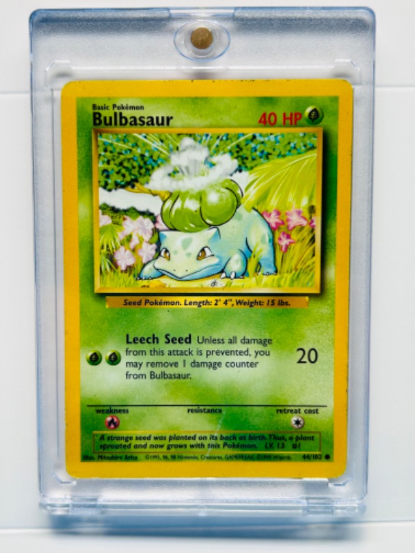 Photo 1 of 987436…Pokémon Bulbasaur card 44/102  in hard plastic cases 