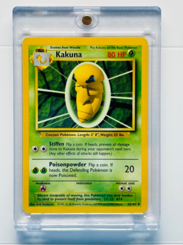 Photo 1 of 987437…Pokémon Kakuna card 33/102  in hard plastic cases 