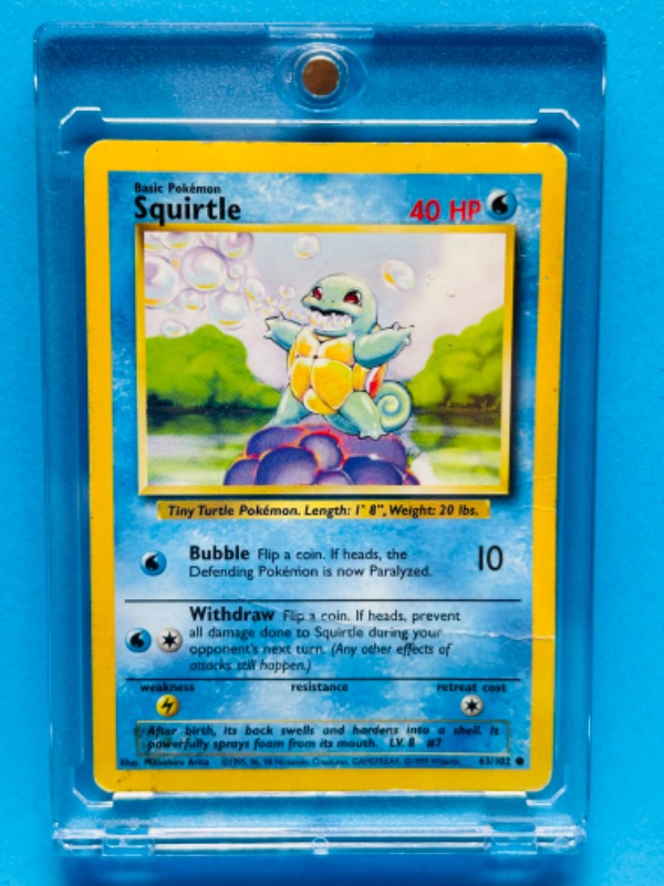 Photo 1 of 987439…Pokémon squirtle card 63/102  in hard plastic cases 