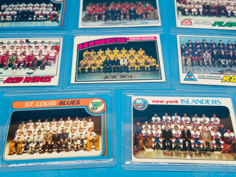 Photo 2 of 987445…8 vintage hockey team cards from the 1970’s in hard plastic sleeves 