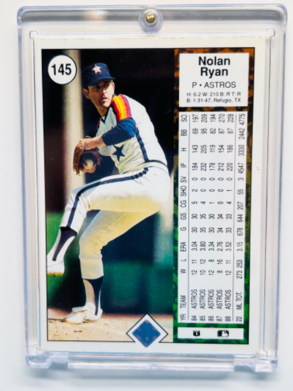 Photo 2 of 987457…upper deck Nolan Ryan card 145  in hard plastic case 