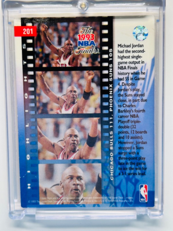 Photo 2 of 987459…upper deck Michael Jordan card 201  in hard plastic case 