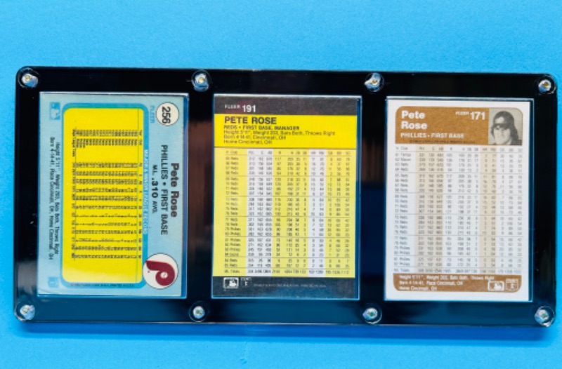 Photo 2 of 987477…3 Pete Rose cards in display case