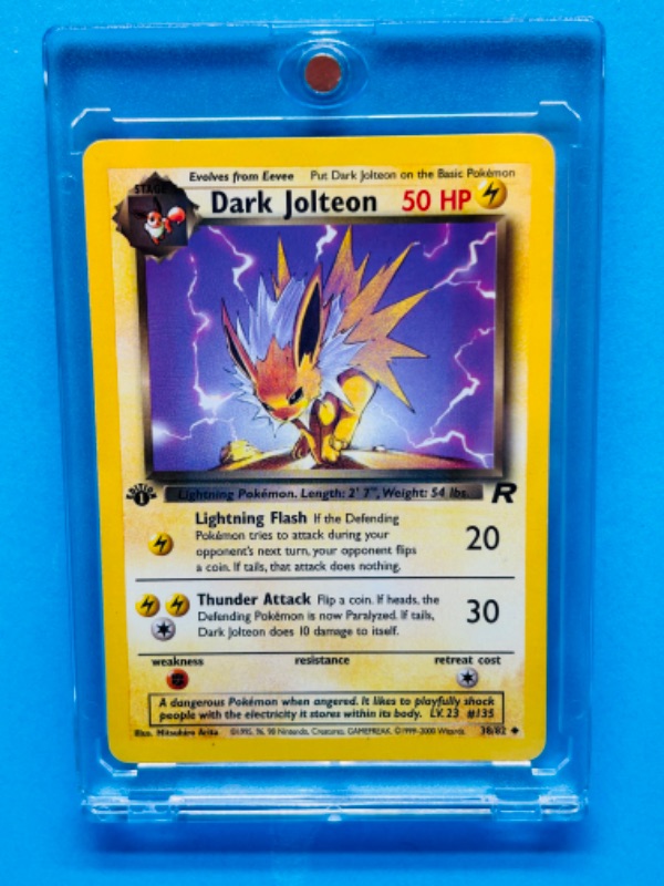 Photo 1 of 987486…Pokémon Dark Jolteon card 38/82  in hard plastic case 