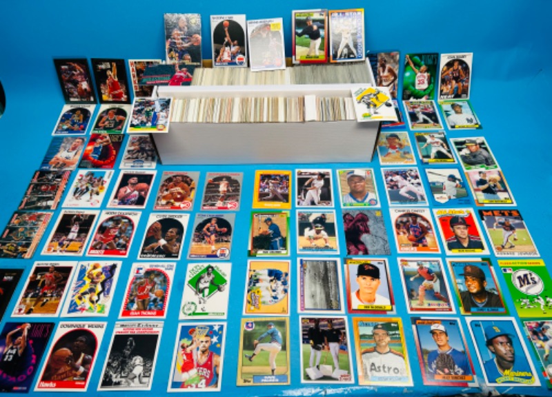 Photo 1 of 987490…1500+ mixed basketball and baseball cards in box