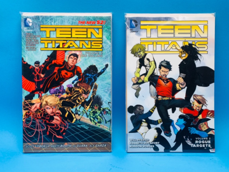 Photo 1 of 987545…2 Teen Titans volume books in plastic sleeves 