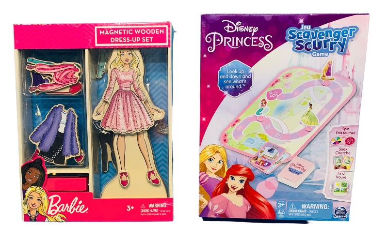 Photo 1 of 987700…Barbie magnetic wood dress up set and Disney princess game 