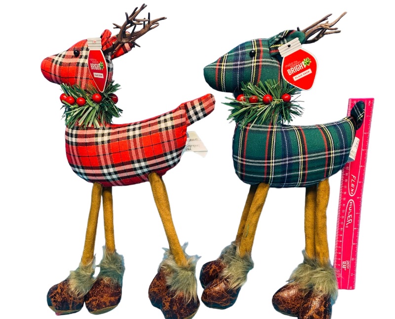 Photo 1 of 987745…2 plaid deer decorations 16” 