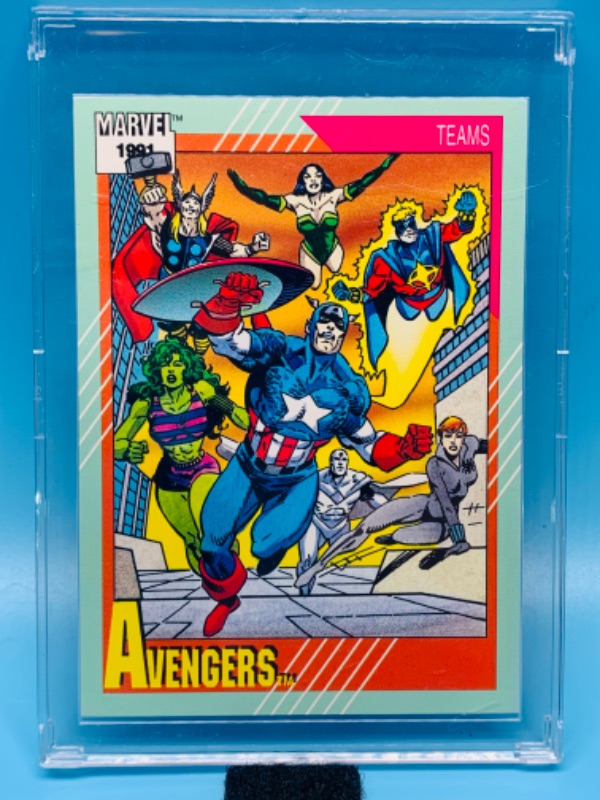 Photo 1 of 987953…1991 marvel teams Avengers card 151  in hard plastic case 