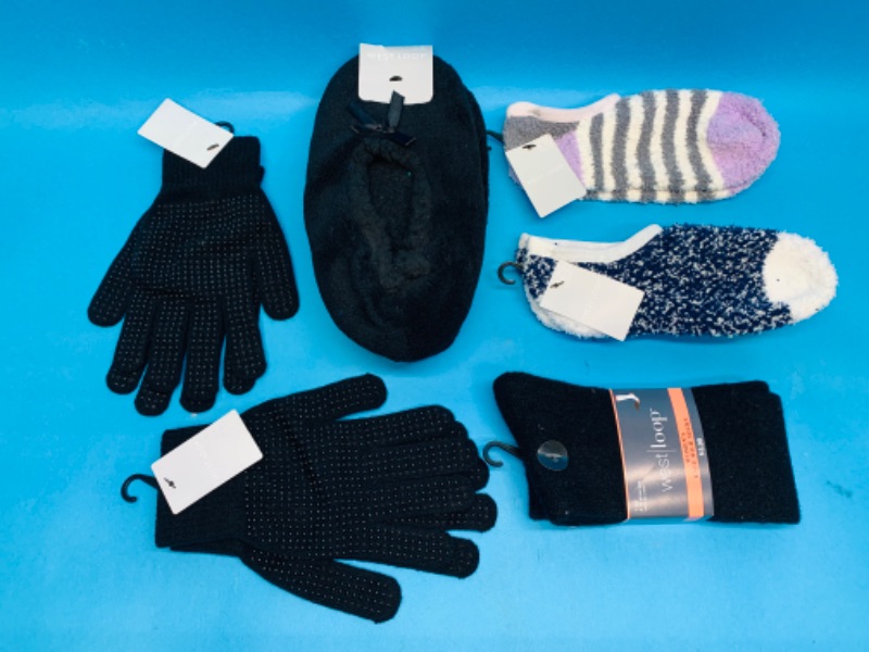 Photo 1 of 988096…woman’s cozy socks, gripper gloves, and slipper socks 
