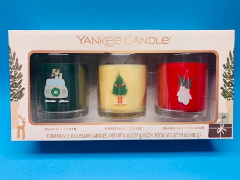 Photo 1 of 988140…3 Yankee candle holiday pillar candles 