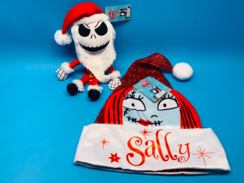 Photo 1 of 988224…Disney nightmare before Christmas Santa hat and plush 