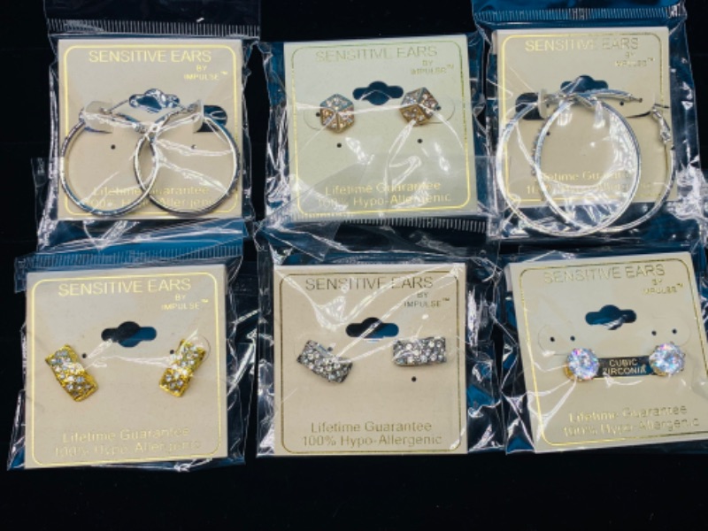 Photo 1 of 988294… 6 pairs of sensitive hypoallergenic pierced earrings 