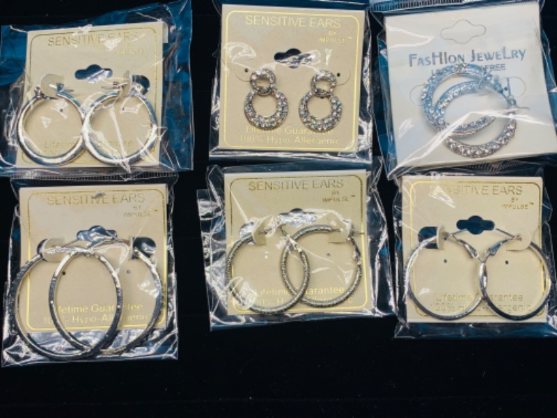 Photo 1 of 988295… 6 pairs of sensitive hypoallergenic pierced earrings 