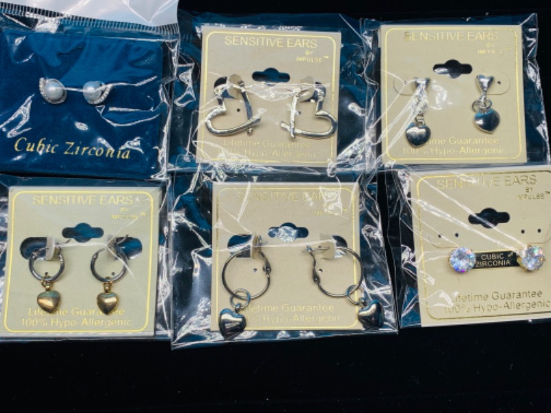 Photo 1 of 988296… 6 pairs of sensitive hypoallergenic pierced earrings 
