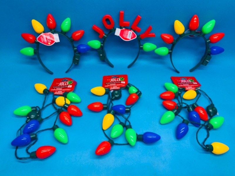 Photo 1 of 988322…6 light up holiday headbands and necklaces 