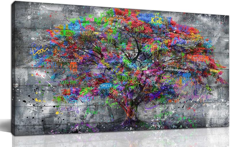 Photo 1 of SIXTTART Tree Large Canvas Wall-Art for Living Room - Graffiti Forest Wall Art - Abstract Modern Home Office Wall Decor Ready to Hang Size 60" x 30"
