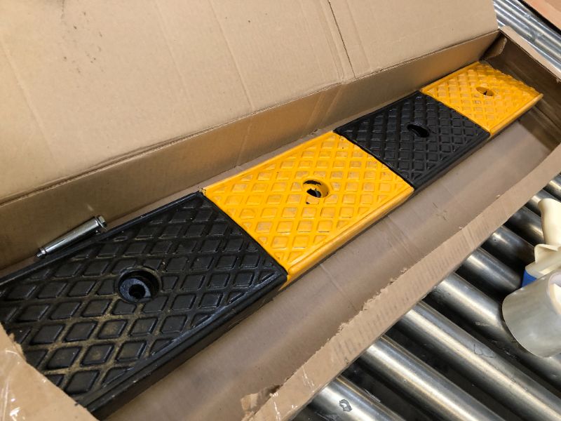 Photo 2 of foiry Rubber Curb Ramp 2'' Driveway Ramp Heavy Duty Car Ramp w/4 Expansion Screws Loading Rubber Ramp for Cars Forklifts Trucks Motorcycle Wheelchairs 39''(L) X6''(W) X2''(H) 2inch