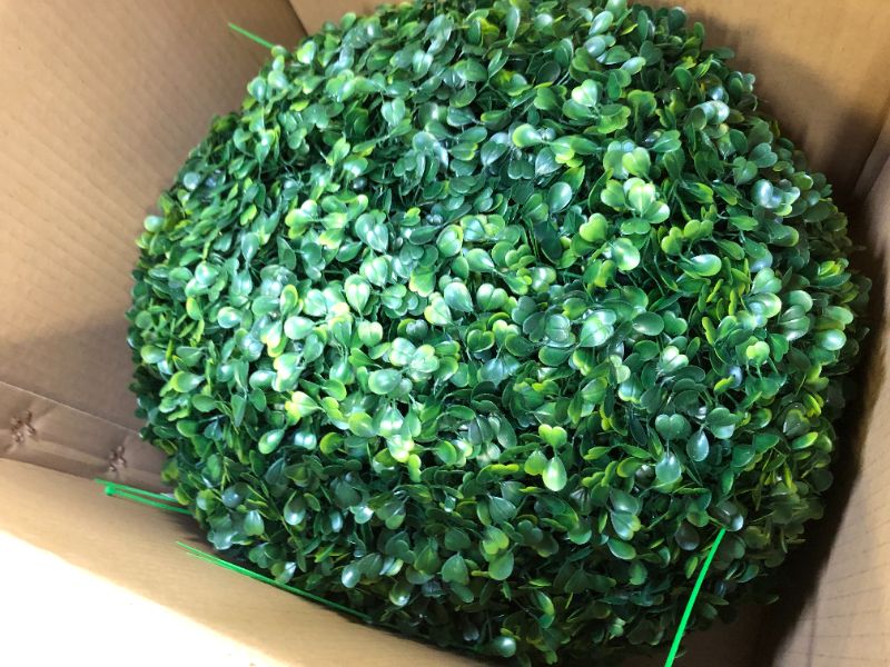 Photo 1 of AILANDA 2PCS 16'' Artificial Boxwood Topiary Ball Outdoor Faux Boxwood Balls with LED Copper Wire Light for Balcony, Patio, Garden, Backyard, Wedding, Home Decor 16inch with LED-Updated