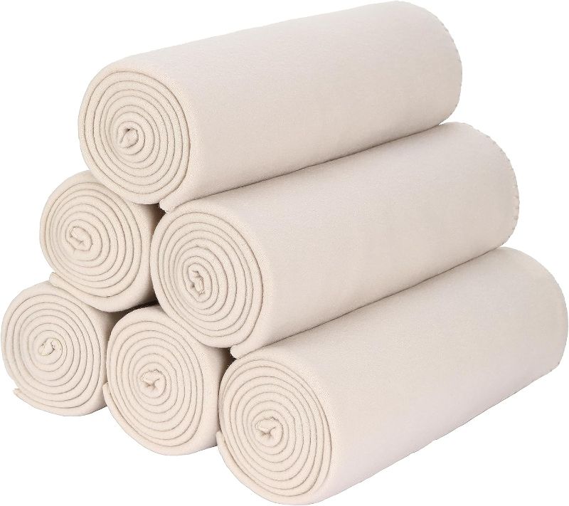 Photo 1 of  6 Pack of Ultra-Soft Fleece White Bulk Blankets for Wedding Favors, Guests, Homeless and Outdoors, 50x60 & Have A Thickness of 160 GSM (White)