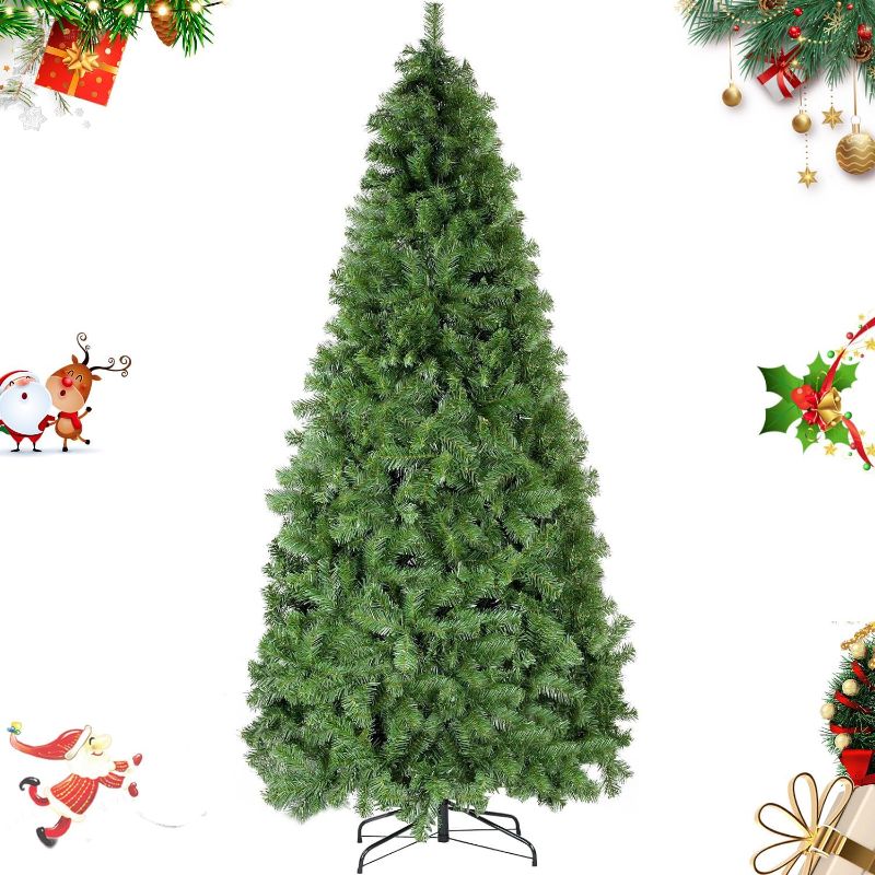 Photo 1 of YouMedi 6.5ft Premium Spruce Artificial Holiday Christmas Tree for Home, Party Decoration, Easy Assembly, Metal Hinges & Foldable Base - Fire-Resistant Material
