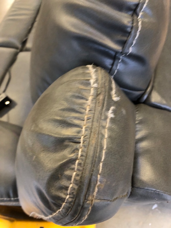Photo 3 of  3 SEAT GREY LEATHER COUCH---      THERE ARE SOME DAMAGES TO THE COUCH VIEW PICTURES --