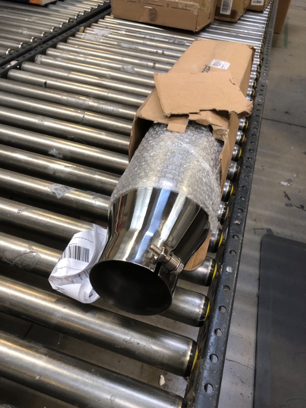 Photo 2 of Diesel Exhaust Tip 4", 6" Outlet 18" Overall Length Bolt-On Truck Tip, Rolled Angle Cut, Polished Muffler Tip… Polished 4“x6"x18"