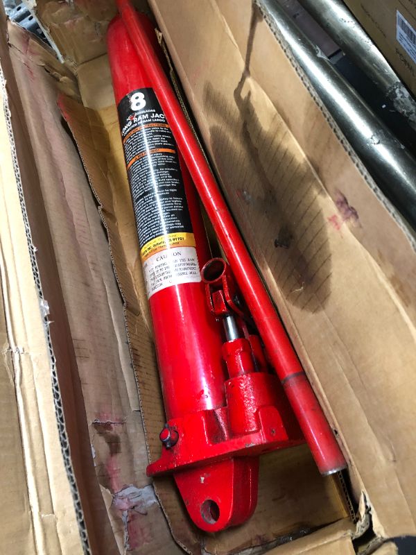 Photo 5 of BIG RED T30808 Torin Hydraulic Long Ram Jack with Double Piston Pump and Clevis Base (Fits: Garage/Shop Cranes, Engine Hoists, and More): 8 Ton (16,000 lb) Capacity, Red 8 Ton Double Pump