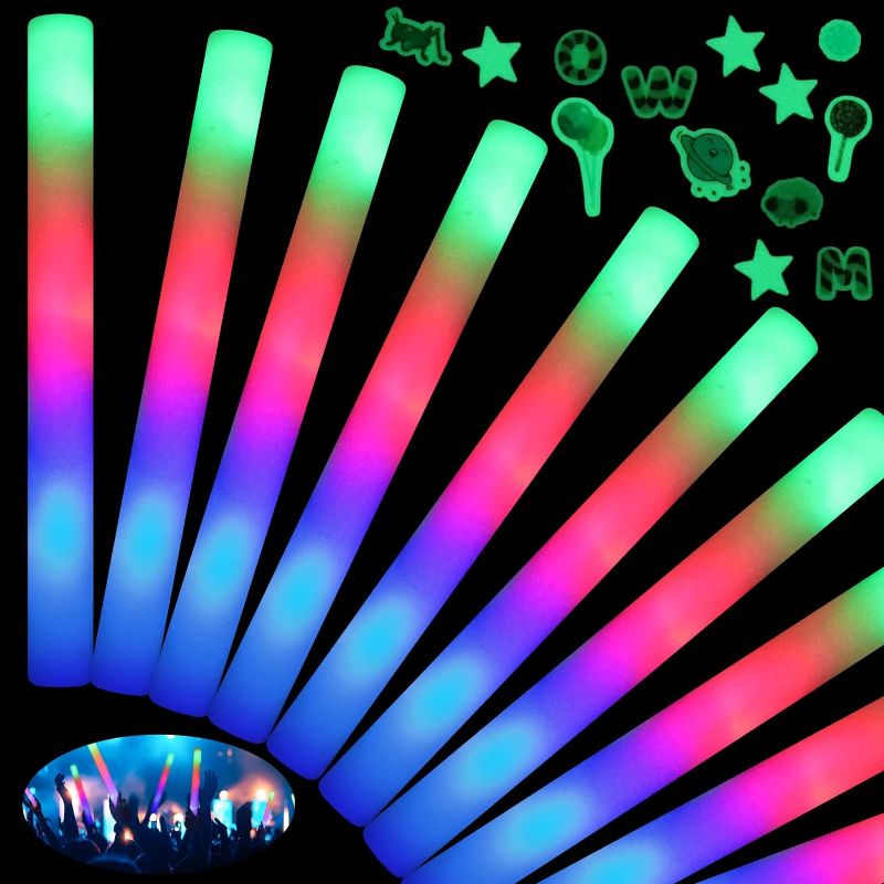 Photo 1 of 10PCS Foam Glow Sticks with 3 Modes Colorful Flashing, LED Light Stick Gift,Glow Sticks Party Pack for, Raves, Concert, Party, Halloween Party Supplies 10 Pack