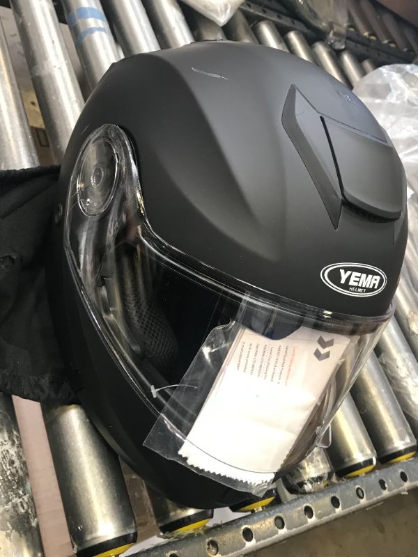 Photo 2 of Motorcycle Modular Full Face Helmet YEMA YM-926 Moped DOT Street Racing Crash Helmet Matte Black X-Large