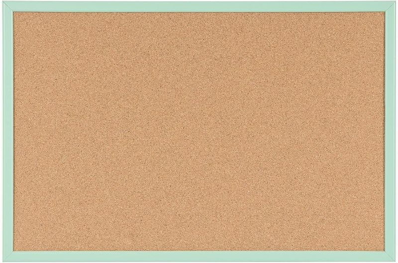 Photo 1 of MasterVision Pastel Collection Cork Bulletin Board, Green Colored MDF Frame, Self-Healing Cork for Push Pins, 23.62" x 17.72"
