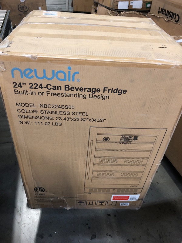 Photo 2 of NewAir Large Beverage Refrigerator Cooler with 224 Can Capacity - Mini Bar Beer Fridge with LED Lights - Adjustable/Removable Shelves And Bottom Key Lock - Cools to 37F - Stainless Steel 224 Can Stainless Steel