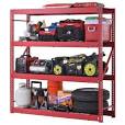 Photo 1 of 4-Tier Industrial Duty Steel Freestanding Garage Storage Shelving Unit in Red (77 in. W x 78 in. H x 24 in. D)
